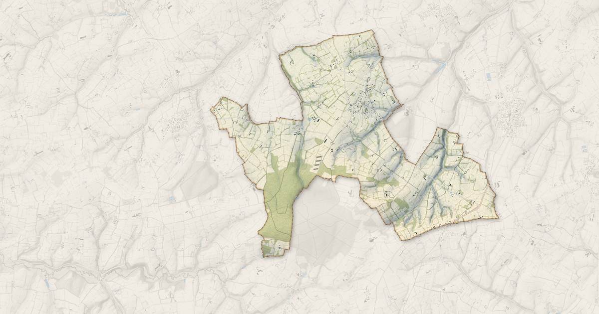 Portrait cartographique de Saint-Martin-de-Bonfossé : relief, eau, forêts, bâti et voies, calculés à partir des données de l'IGN