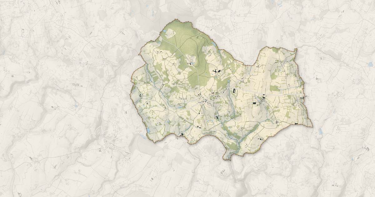 Portrait cartographique de Saint-Michel-de-Montjoie : relief, eau, forêts, bâti et voies, calculés à partir des données de l'IGN