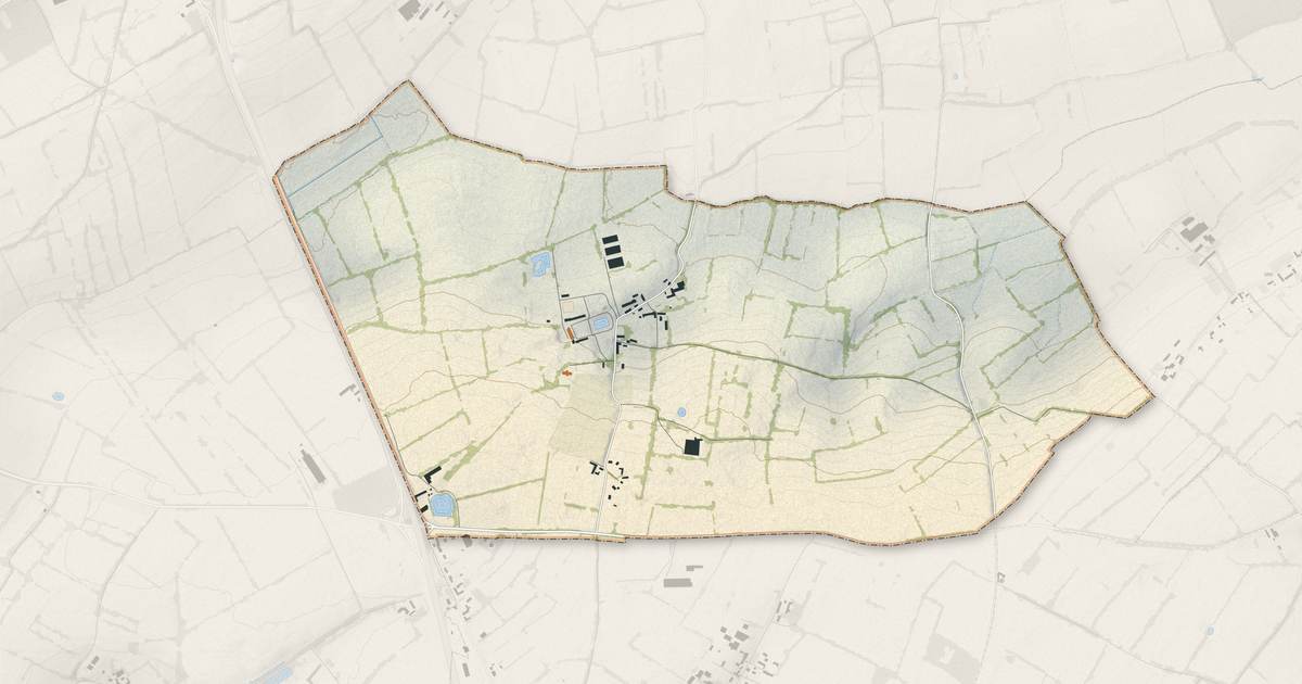 Portrait cartographique de Sébeville : relief, eau, forêts, bâti et voies, calculés à partir des données de l'IGN