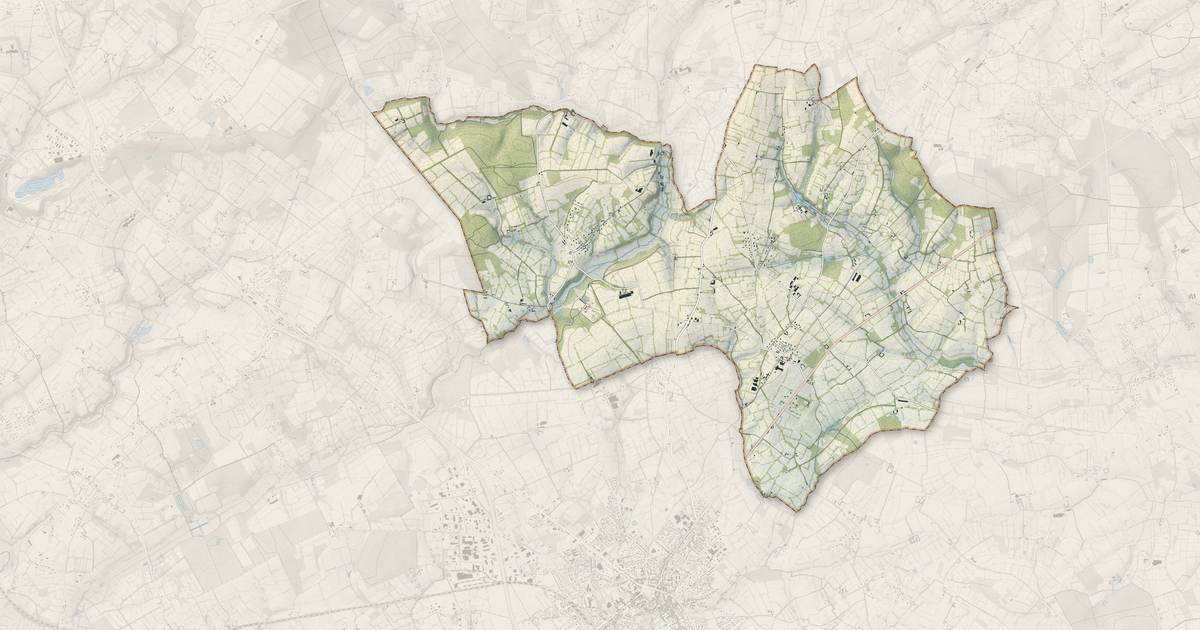 Portrait cartographique de Tamerville : relief, eau, forêts, bâti et voies, calculés à partir des données de l'IGN
