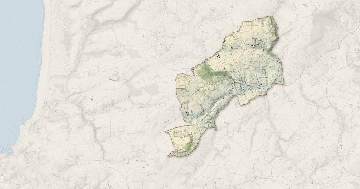 Portrait cartographique de Teurthéville-Hague : relief, eau, forêts, bâti et voies, calculés à partir des données de l'IGN