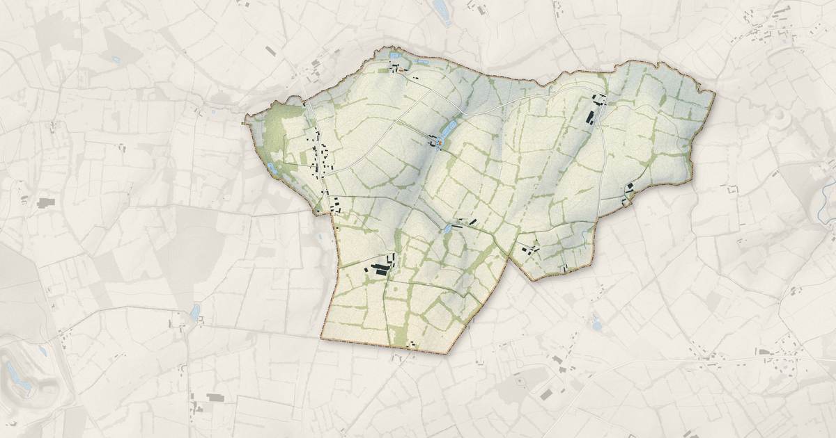 Portrait cartographique de Vaudreville : relief, eau, forêts, bâti et voies, calculés à partir des données de l'IGN