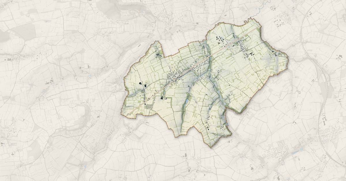 Portrait cartographique de Virandeville : relief, eau, forêts, bâti et voies, calculés à partir des données de l'IGN