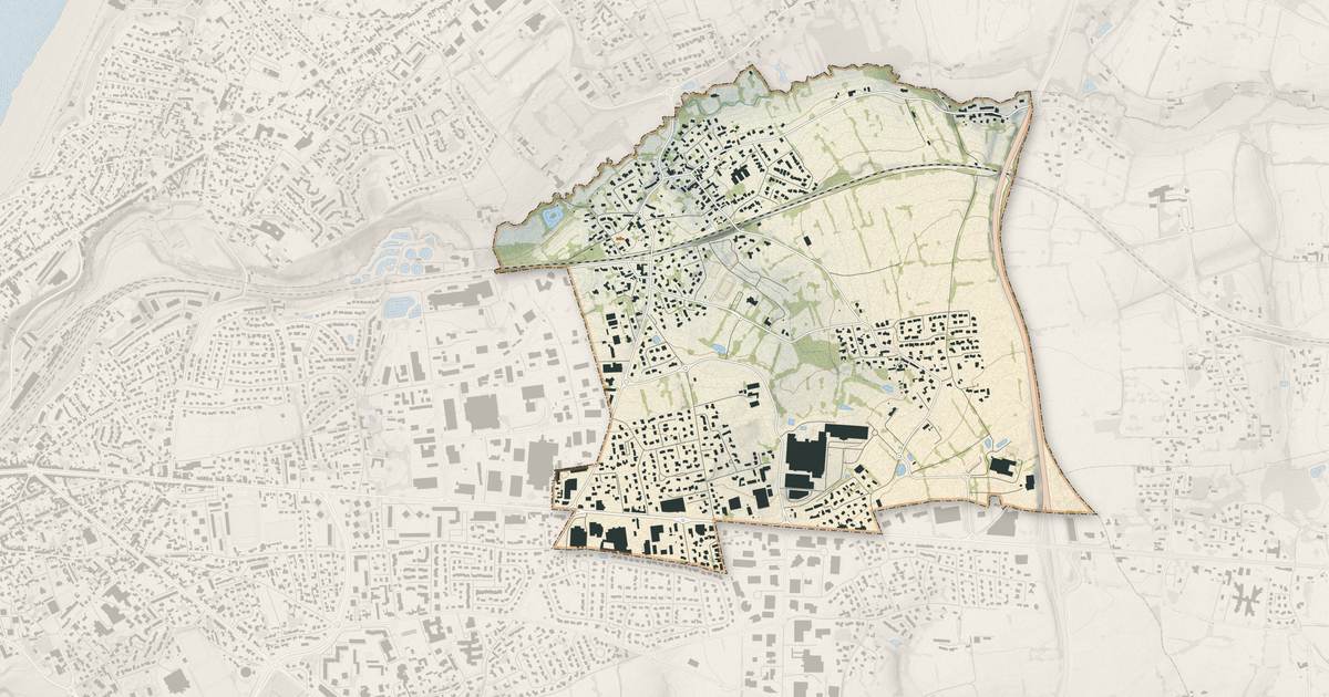 Portrait cartographique de Yquelon : relief, eau, forêts, bâti et voies, calculés à partir des données de l'IGN