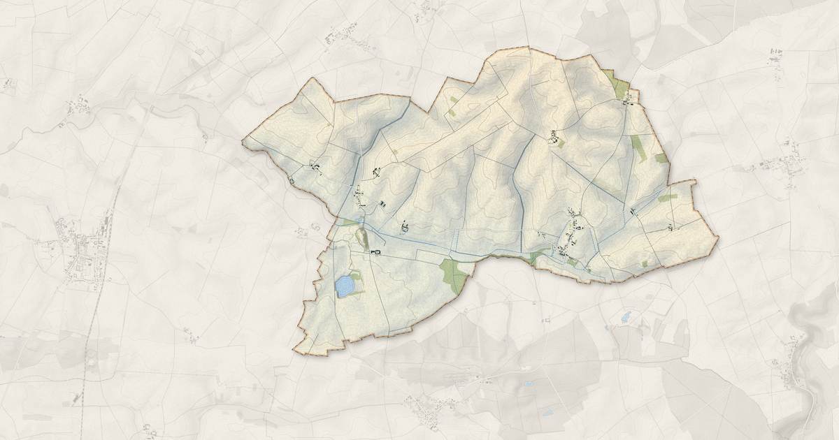 Portrait cartographique de Bouchy-Saint-Genest : relief, eau, forêts, bâti et voies, calculés à partir des données de l'IGN