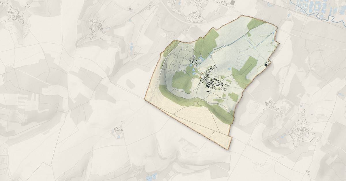 Portrait cartographique de Branscourt : relief, eau, forêts, bâti et voies, calculés à partir des données de l'IGN