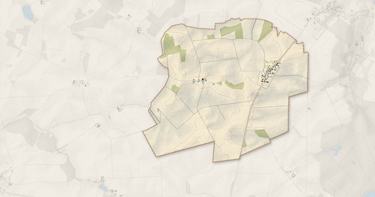Portrait cartographique de La Caure : relief, eau, forêts, bâti et voies, calculés à partir des données de l'IGN