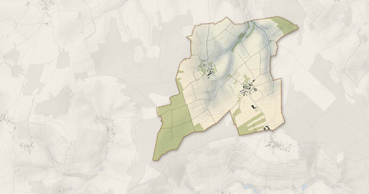 Portrait cartographique de Champlat-et-Boujacourt : relief, eau, forêts, bâti et voies, calculés à partir des données de l'IGN