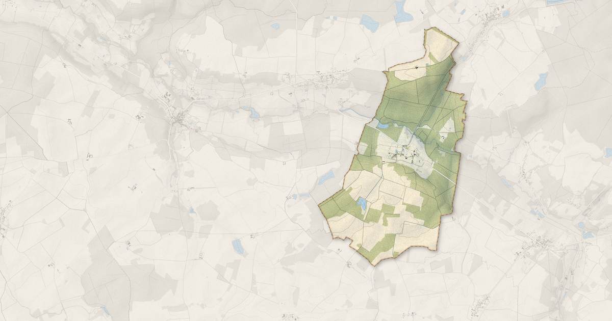 Portrait cartographique de Corribert : relief, eau, forêts, bâti et voies, calculés à partir des données de l'IGN