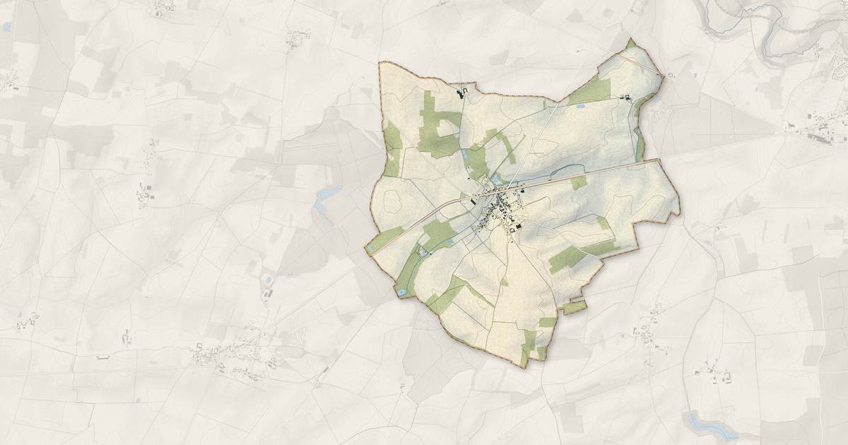Portrait cartographique de Courgivaux : relief, eau, forêts, bâti et voies, calculés à partir des données de l'IGN