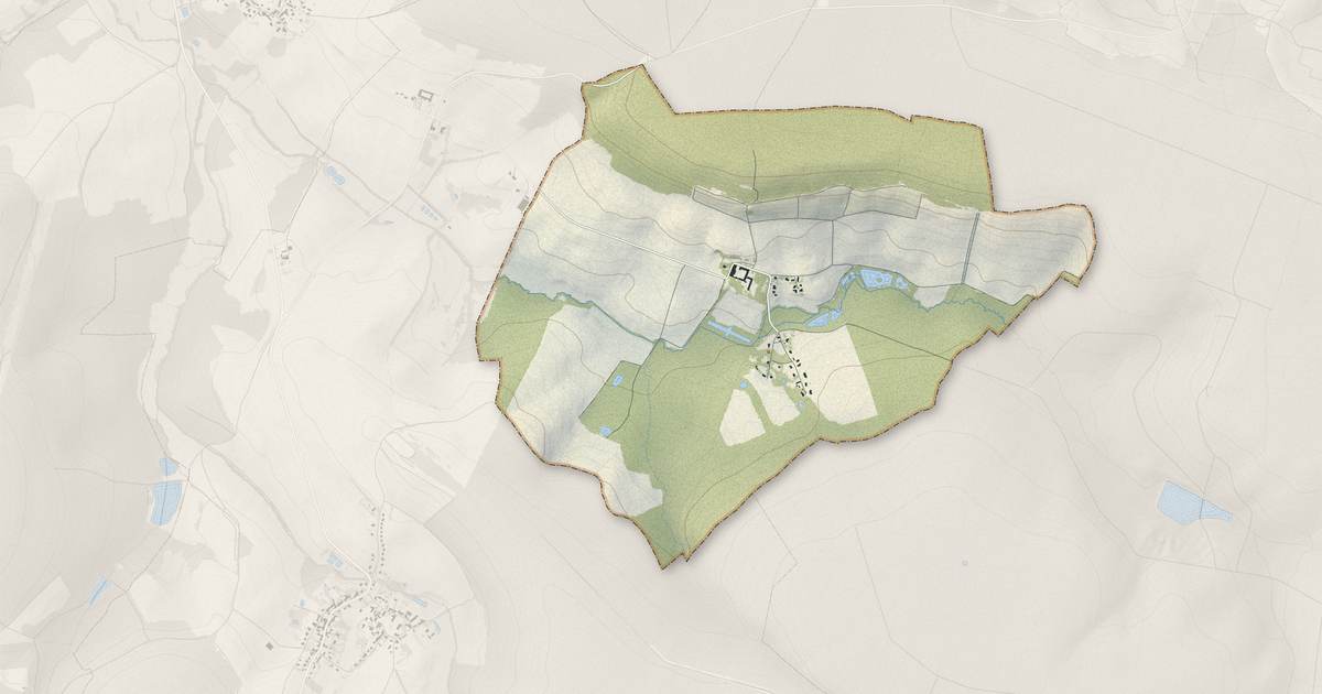 Portrait cartographique de Courtagnon : relief, eau, forêts, bâti et voies, calculés à partir des données de l'IGN