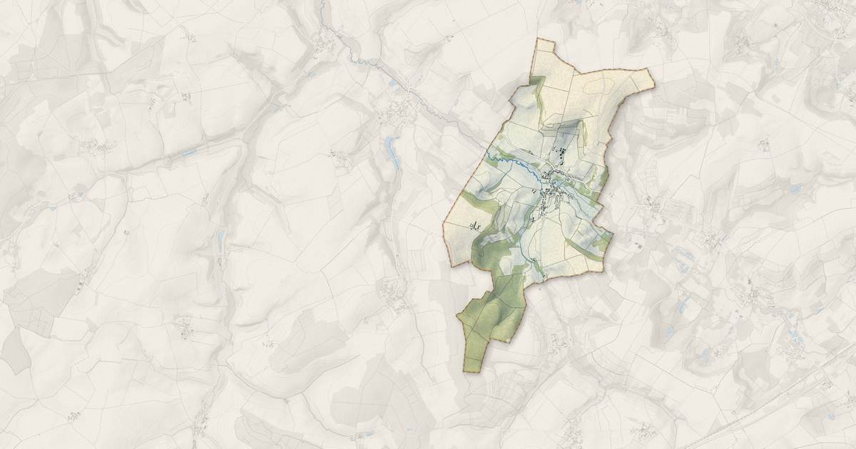 Portrait cartographique de Crugny : relief, eau, forêts, bâti et voies, calculés à partir des données de l'IGN