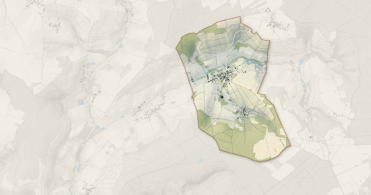 Portrait cartographique de Cuchery : relief, eau, forêts, bâti et voies, calculés à partir des données de l'IGN