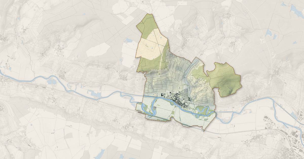 Portrait cartographique de Damery : relief, eau, forêts, bâti et voies, calculés à partir des données de l'IGN