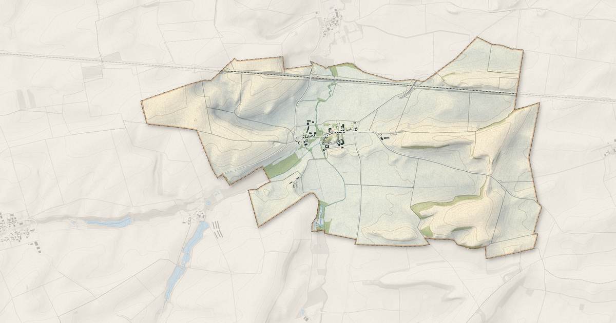 Portrait cartographique de Dampierre-le-Château : relief, eau, forêts, bâti et voies, calculés à partir des données de l'IGN