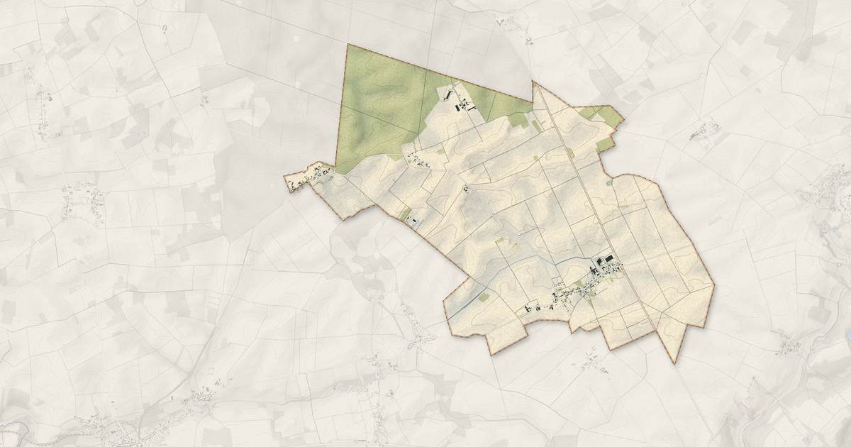 Portrait cartographique de Les Essarts-lès-Sézanne : relief, eau, forêts, bâti et voies, calculés à partir des données de l'IGN