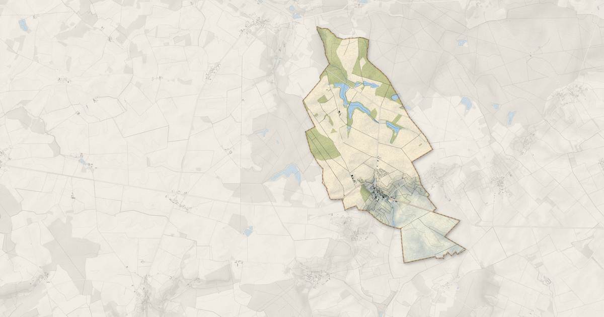 Portrait cartographique de Étoges : relief, eau, forêts, bâti et voies, calculés à partir des données de l'IGN