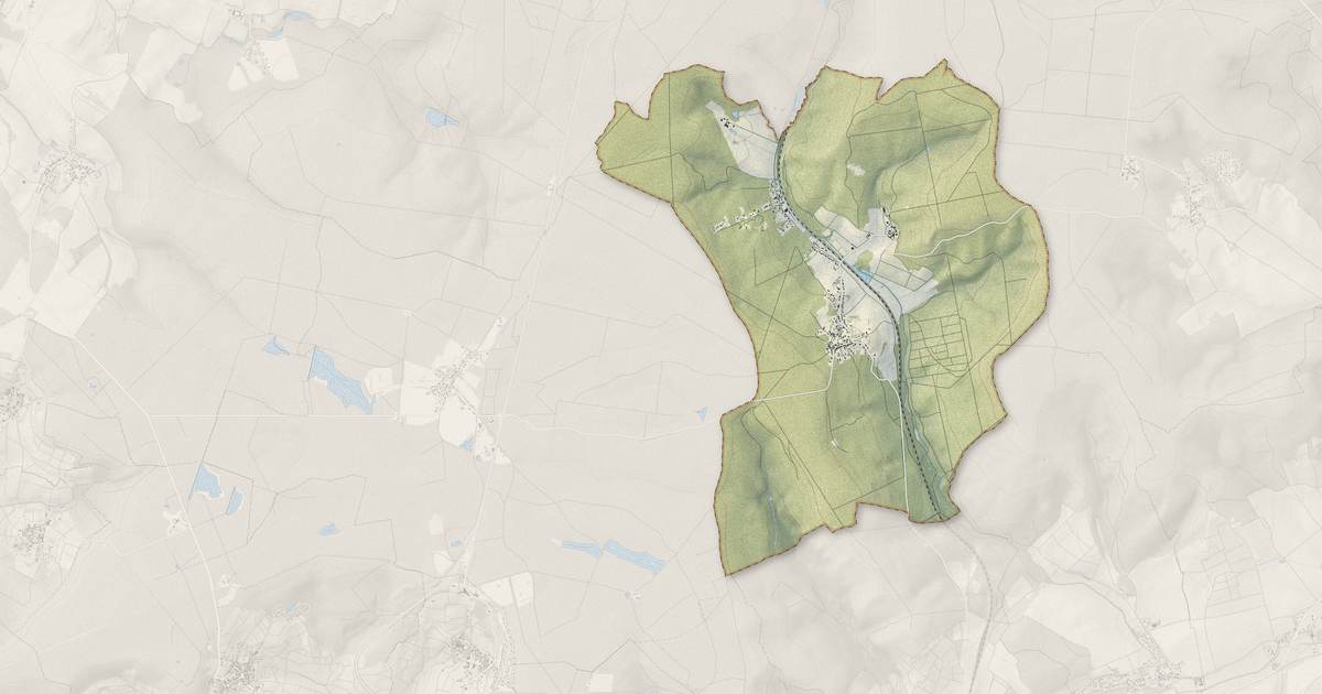 Portrait cartographique de Germaine : relief, eau, forêts, bâti et voies, calculés à partir des données de l'IGN