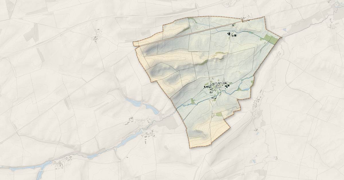 Portrait cartographique de Gizaucourt : relief, eau, forêts, bâti et voies, calculés à partir des données de l'IGN