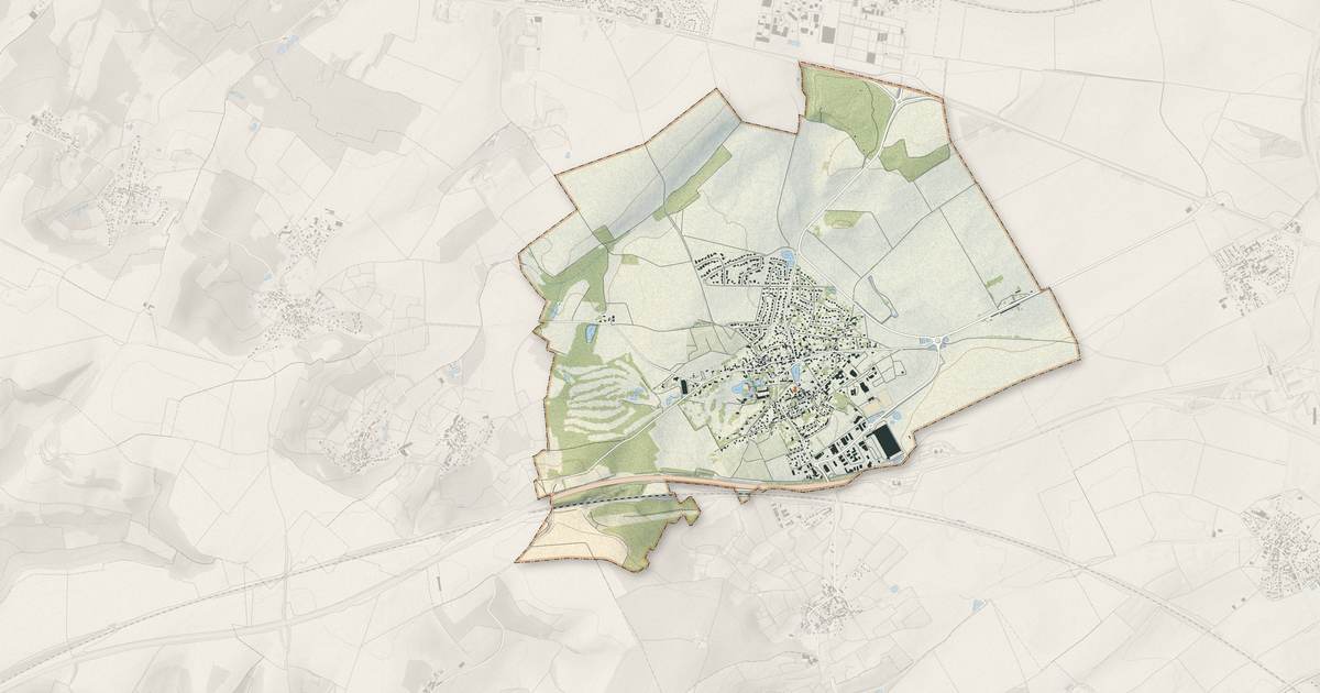 Portrait cartographique de Gueux : relief, eau, forêts, bâti et voies, calculés à partir des données de l'IGN
