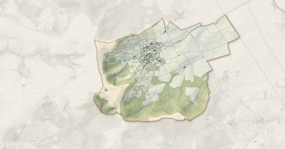Portrait cartographique de Hermonville : relief, eau, forêts, bâti et voies, calculés à partir des données de l'IGN