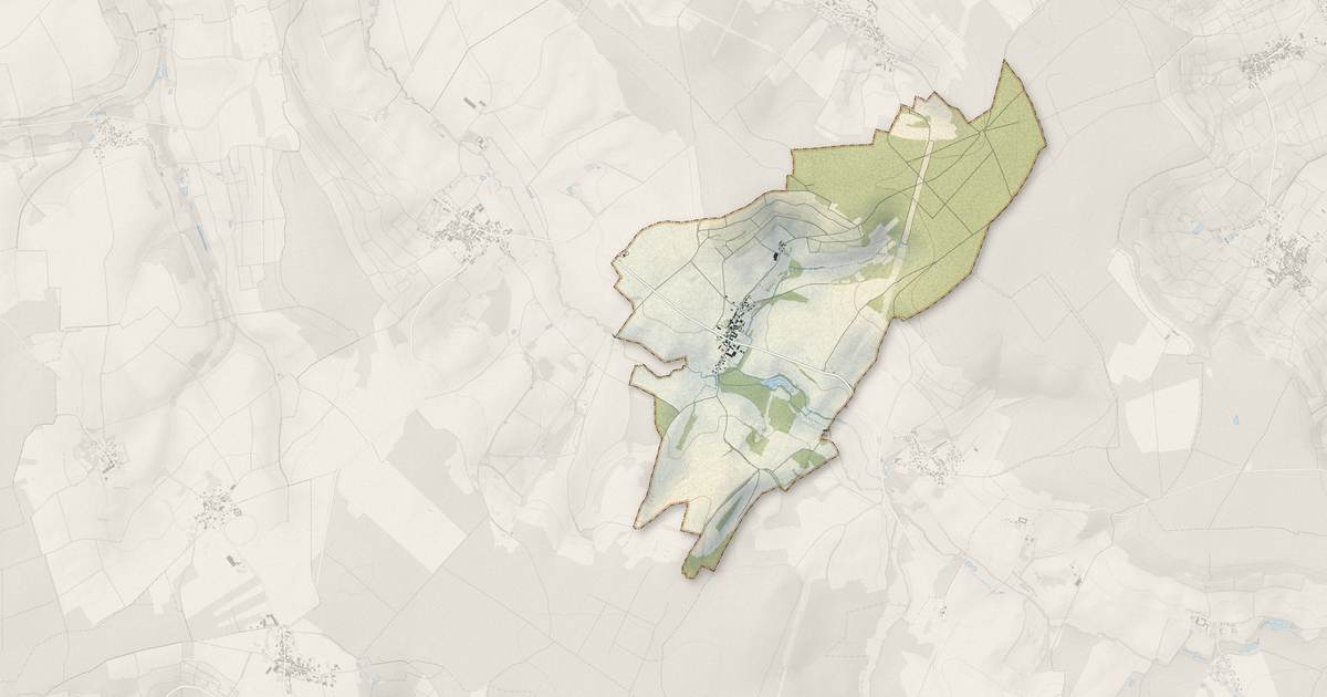 Portrait cartographique de Marfaux : relief, eau, forêts, bâti et voies, calculés à partir des données de l'IGN