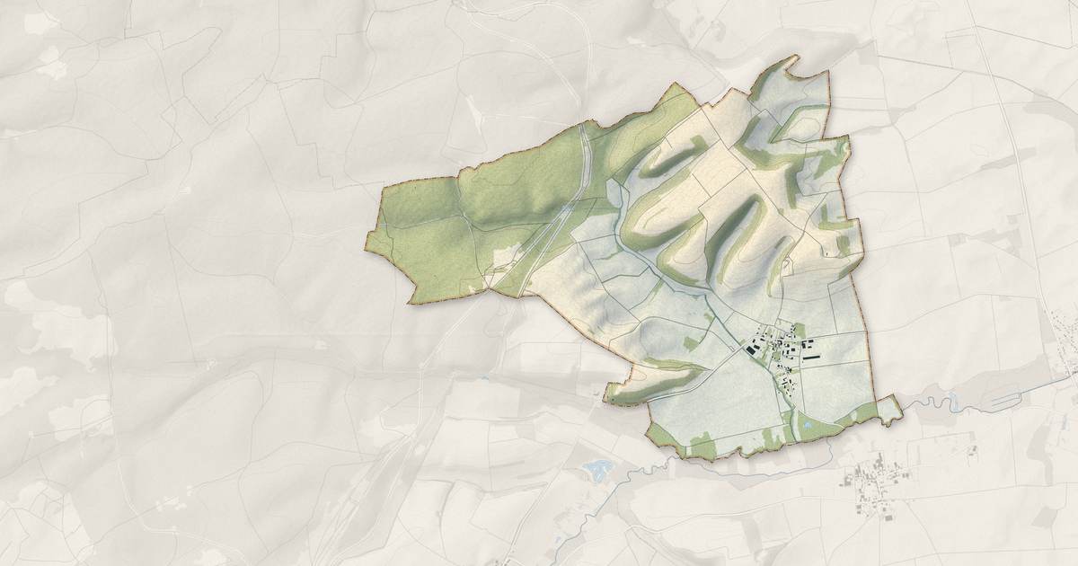 Portrait cartographique de Massiges : relief, eau, forêts, bâti et voies, calculés à partir des données de l'IGN