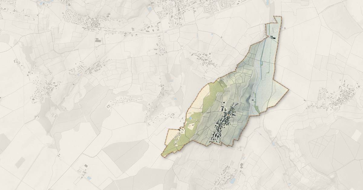 Portrait cartographique de Monthelon : relief, eau, forêts, bâti et voies, calculés à partir des données de l'IGN
