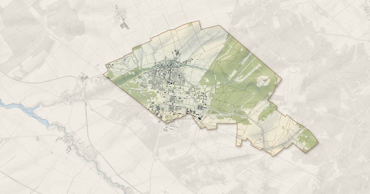 Portrait cartographique de Mourmelon-le-Grand : relief, eau, forêts, bâti et voies, calculés à partir des données de l'IGN