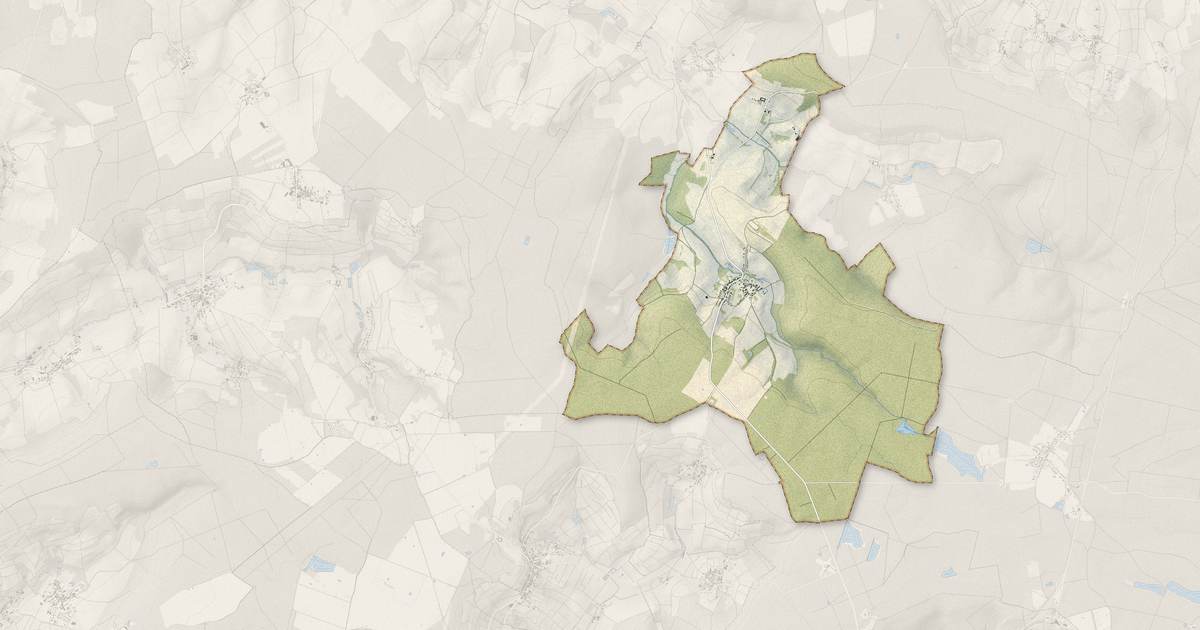Portrait cartographique de Nanteuil-la-Forêt : relief, eau, forêts, bâti et voies, calculés à partir des données de l'IGN
