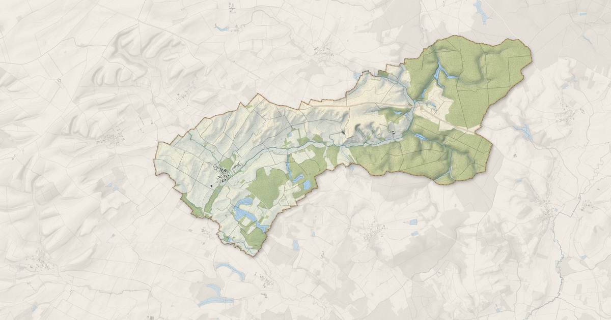 Portrait cartographique de Possesse : relief, eau, forêts, bâti et voies, calculés à partir des données de l'IGN