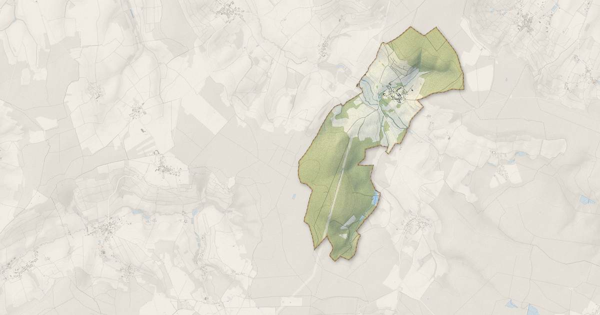 Portrait cartographique de Pourcy : relief, eau, forêts, bâti et voies, calculés à partir des données de l'IGN