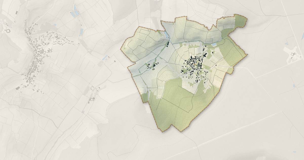 Portrait cartographique de Romery : relief, eau, forêts, bâti et voies, calculés à partir des données de l'IGN