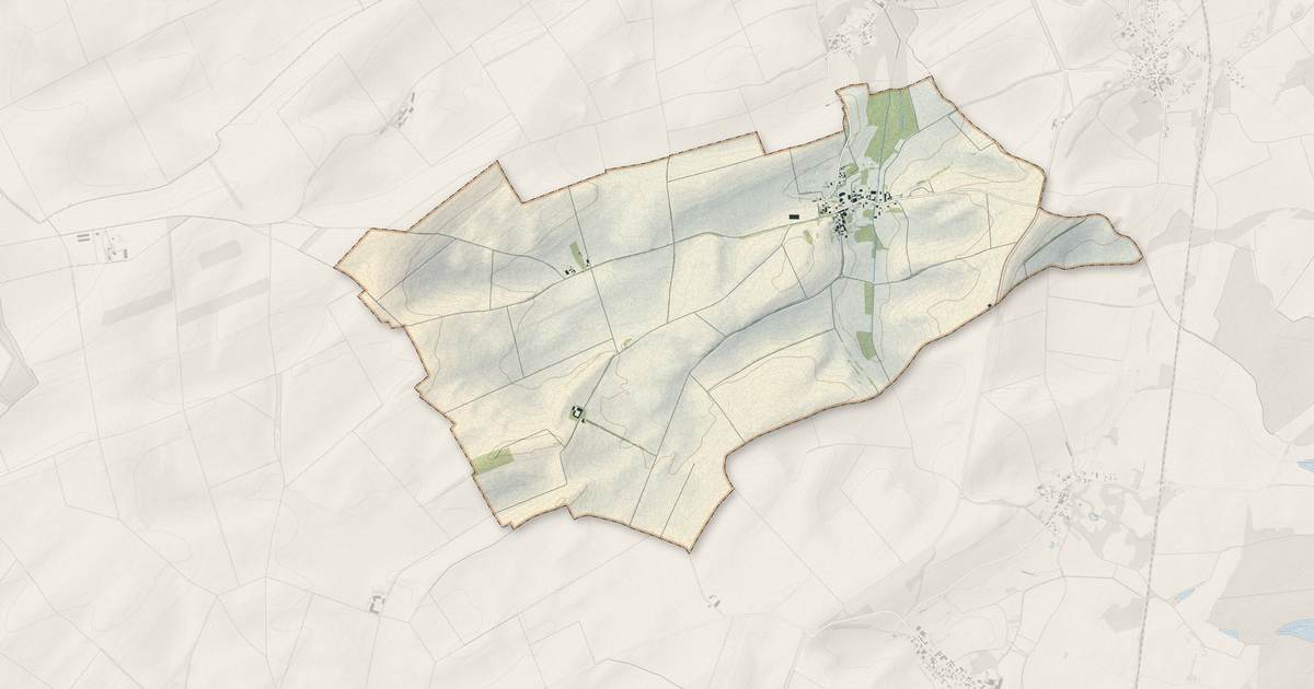 Portrait cartographique de Saint-Chéron : relief, eau, forêts, bâti et voies, calculés à partir des données de l'IGN