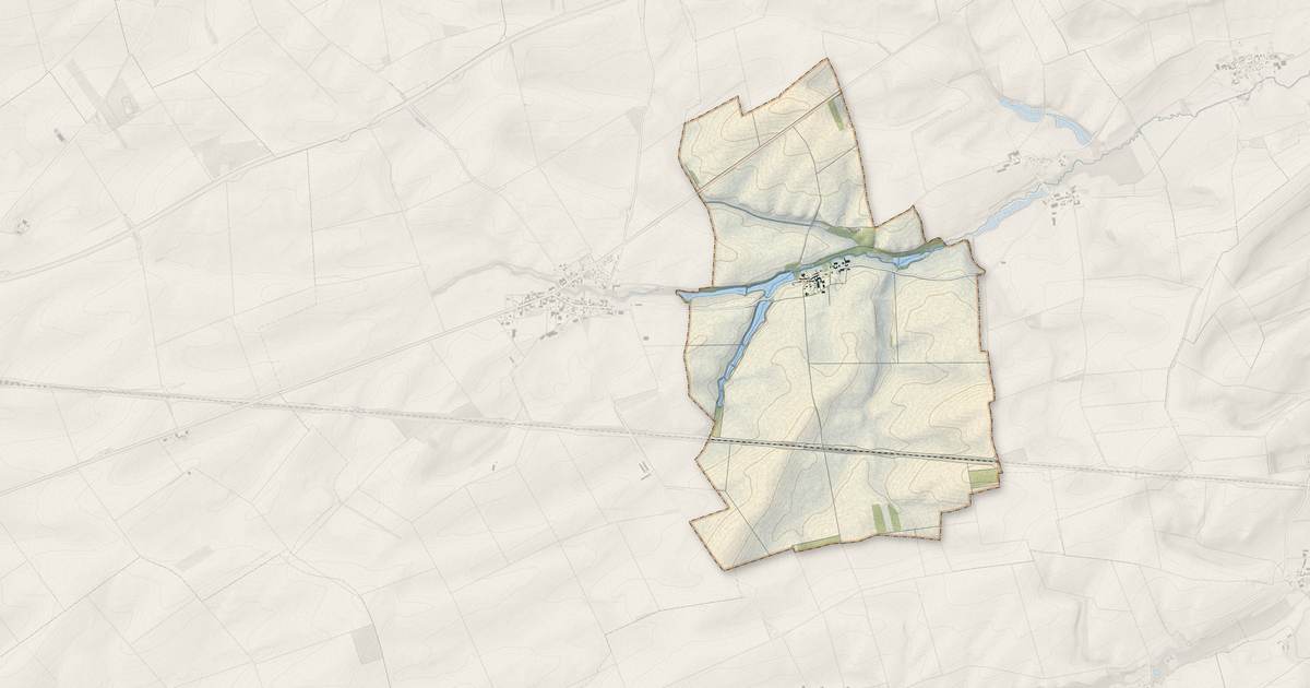 Portrait cartographique de Saint-Mard-sur-Auve : relief, eau, forêts, bâti et voies, calculés à partir des données de l'IGN