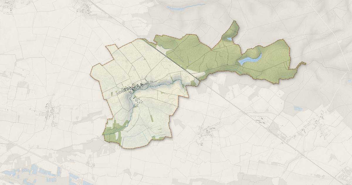 Portrait cartographique de Saint-Vrain : relief, eau, forêts, bâti et voies, calculés à partir des données de l'IGN