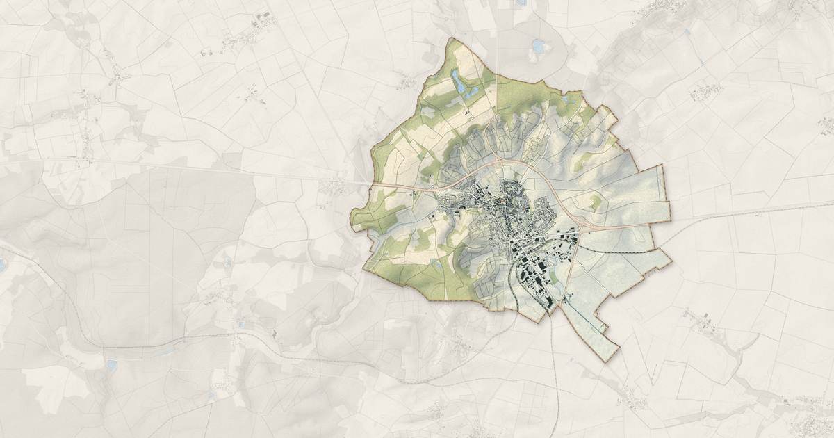 Portrait cartographique de Sézanne : relief, eau, forêts, bâti et voies, calculés à partir des données de l'IGN