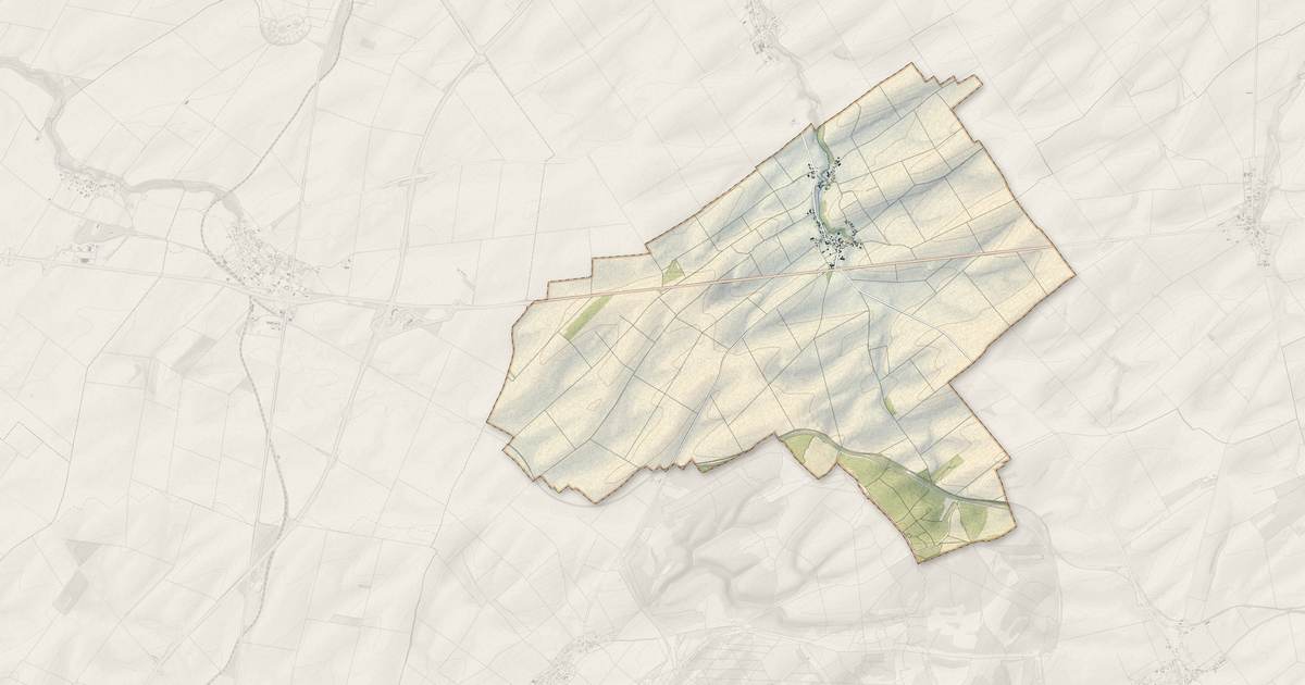 Portrait cartographique de Soudé : relief, eau, forêts, bâti et voies, calculés à partir des données de l'IGN