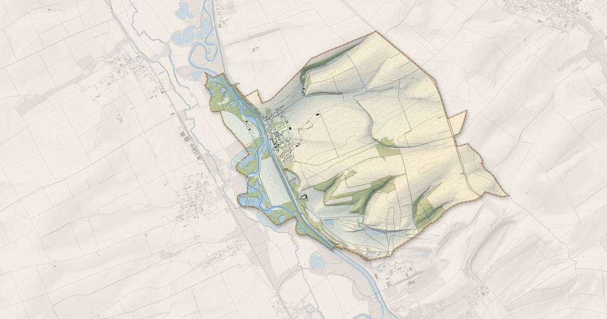 Portrait cartographique de Soulanges : relief, eau, forêts, bâti et voies, calculés à partir des données de l'IGN