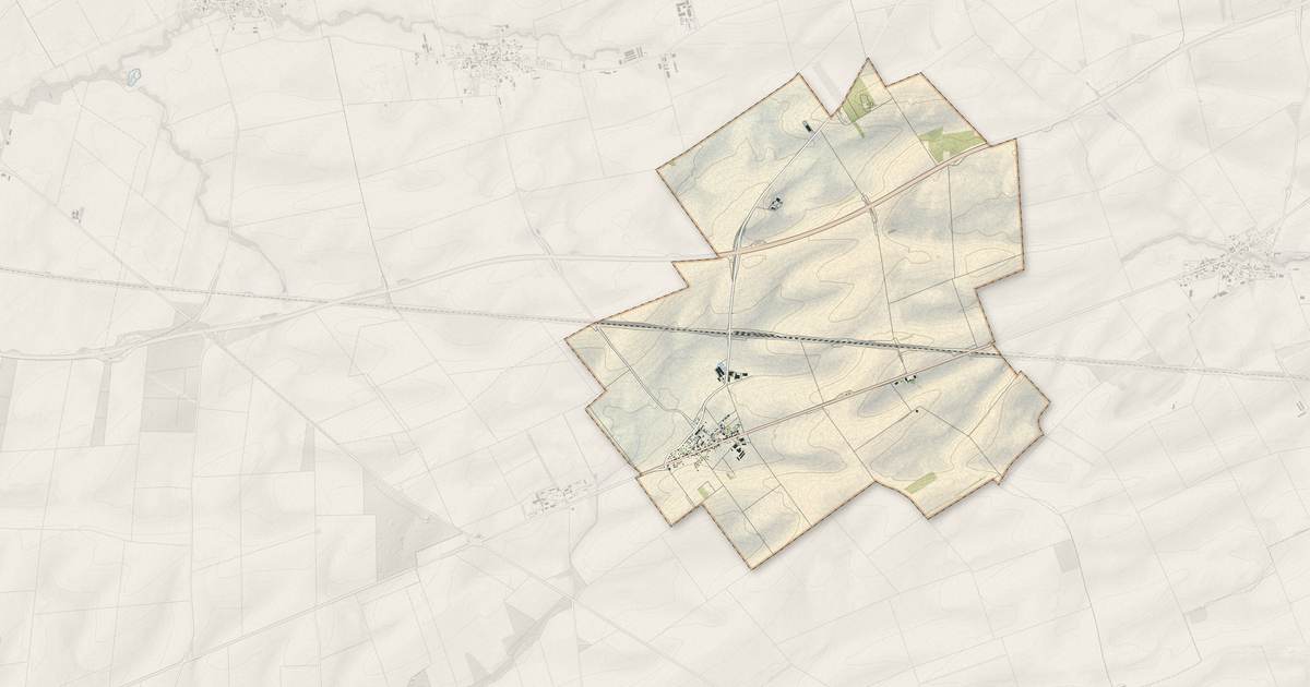Portrait cartographique de Tilloy-et-Bellay : relief, eau, forêts, bâti et voies, calculés à partir des données de l'IGN