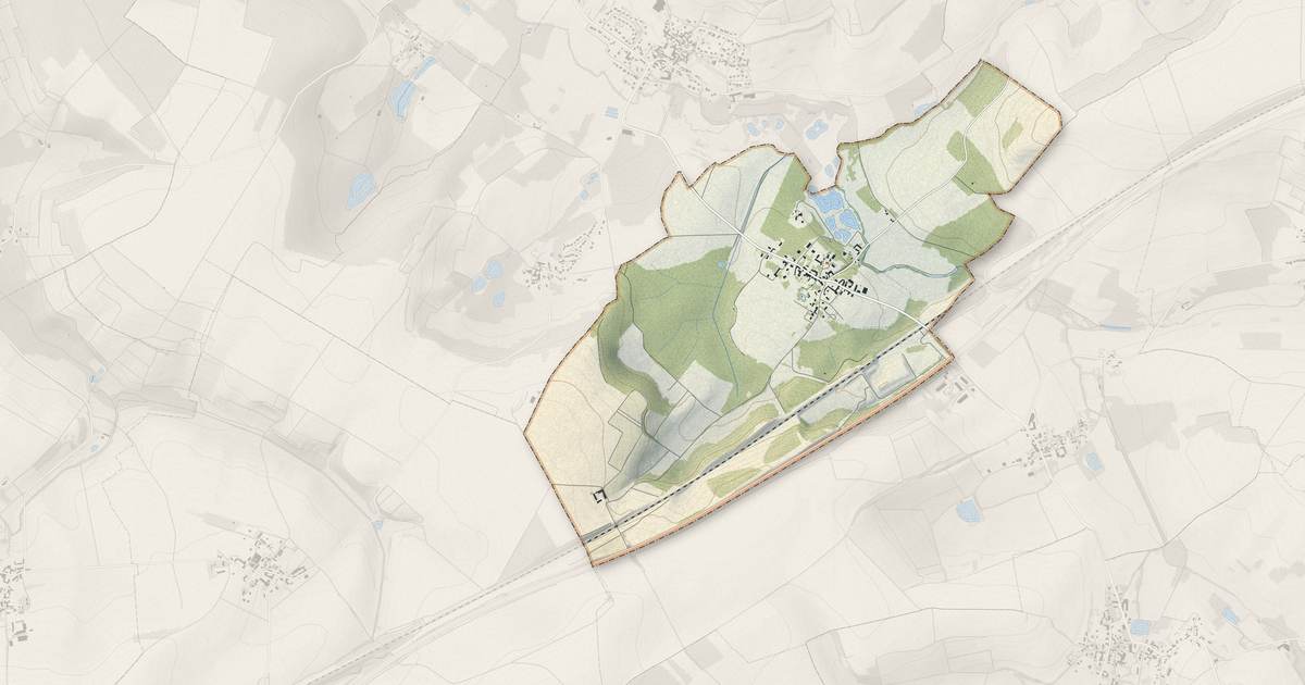 Portrait cartographique de Tramery : relief, eau, forêts, bâti et voies, calculés à partir des données de l'IGN