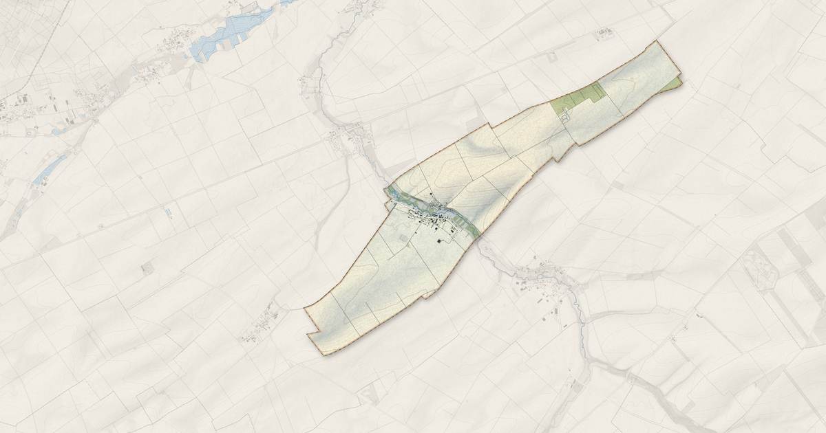 Portrait cartographique de Vélye : relief, eau, forêts, bâti et voies, calculés à partir des données de l'IGN