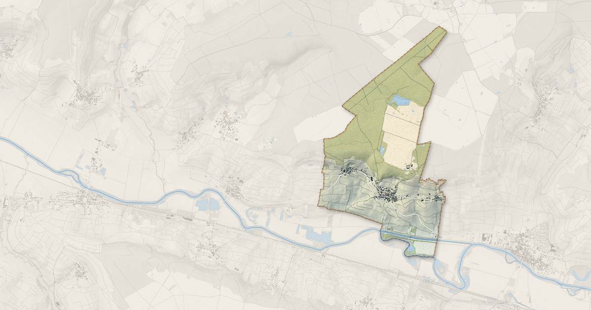 Portrait cartographique de Venteuil : relief, eau, forêts, bâti et voies, calculés à partir des données de l'IGN