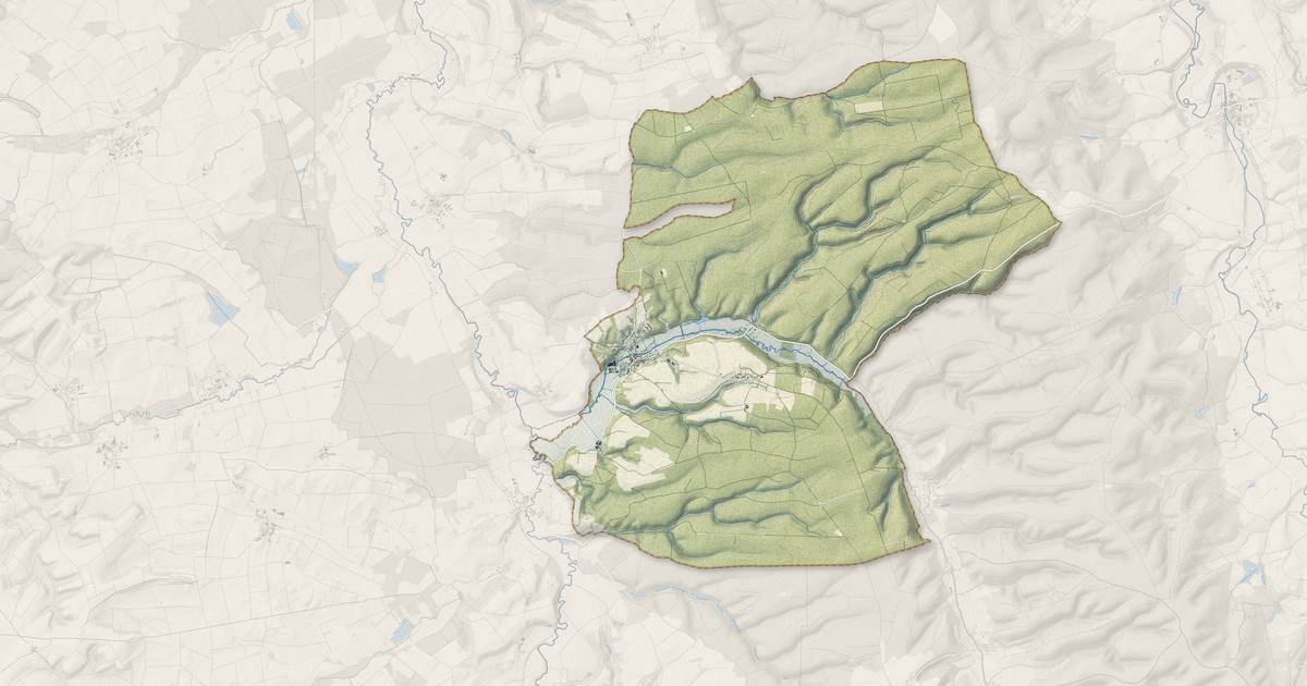 Portrait cartographique de Vienne-le-Château : relief, eau, forêts, bâti et voies, calculés à partir des données de l'IGN
