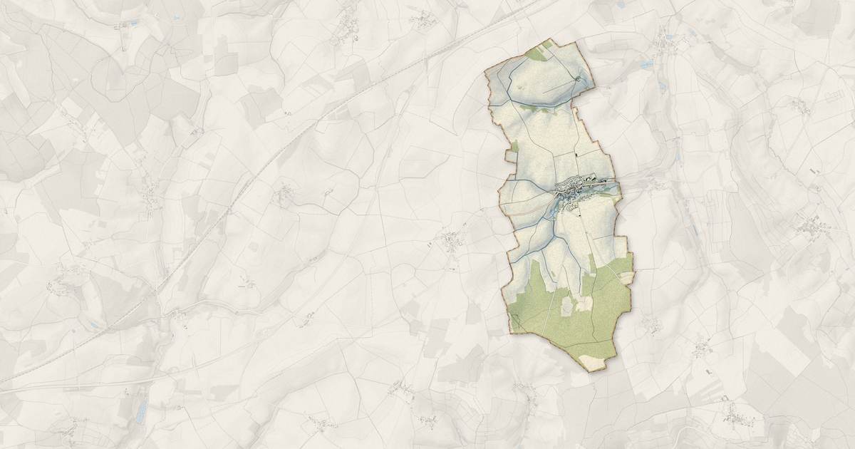 Portrait cartographique de Ville-en-Tardenois : relief, eau, forêts, bâti et voies, calculés à partir des données de l'IGN