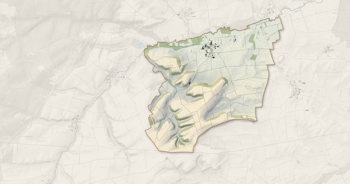 Portrait cartographique de Virginy : relief, eau, forêts, bâti et voies, calculés à partir des données de l'IGN