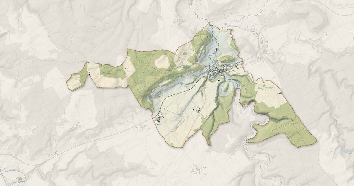 Portrait cartographique de Andelot-Blancheville : relief, eau, forêts, bâti et voies, calculés à partir des données de l'IGN