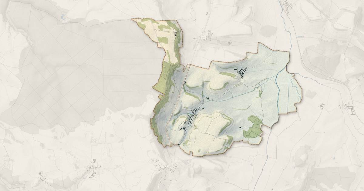 Portrait cartographique de Audeloncourt : relief, eau, forêts, bâti et voies, calculés à partir des données de l'IGN