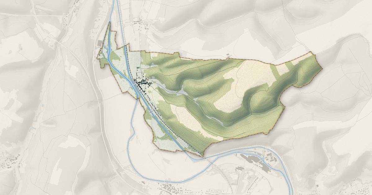 Portrait cartographique de Autigny-le-Grand : relief, eau, forêts, bâti et voies, calculés à partir des données de l'IGN
