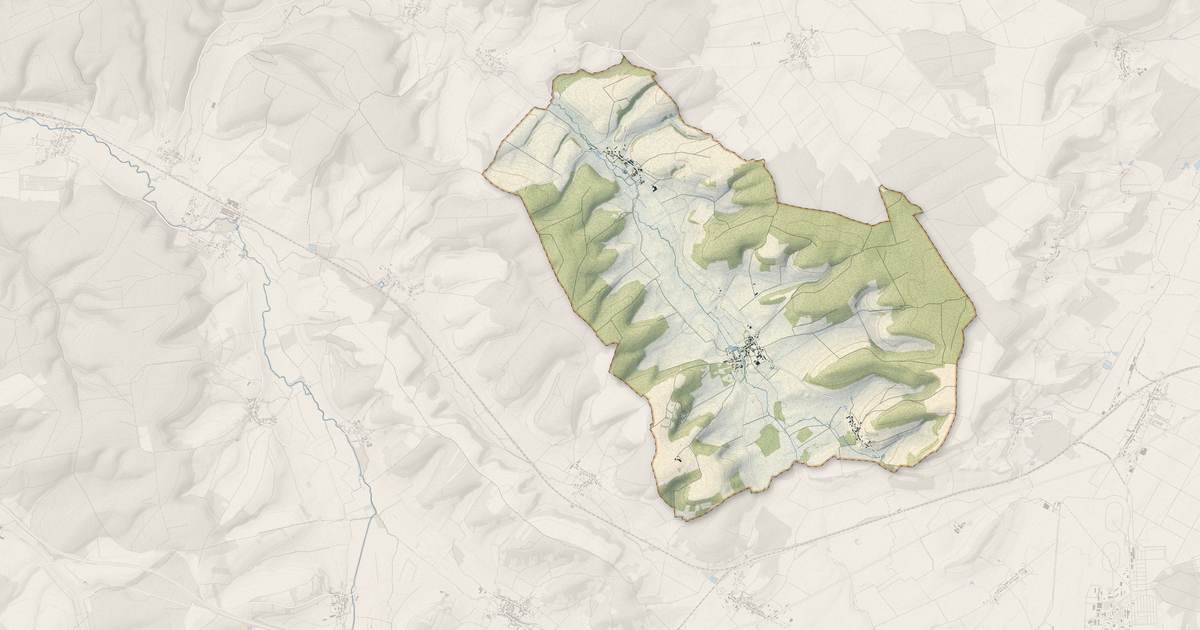 Portrait cartographique de Autreville-sur-la-Renne : relief, eau, forêts, bâti et voies, calculés à partir des données de l'IGN